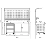 Banc de lucru profesional Proline Combo 51, RAL 7040/5020, BD.36.15.51